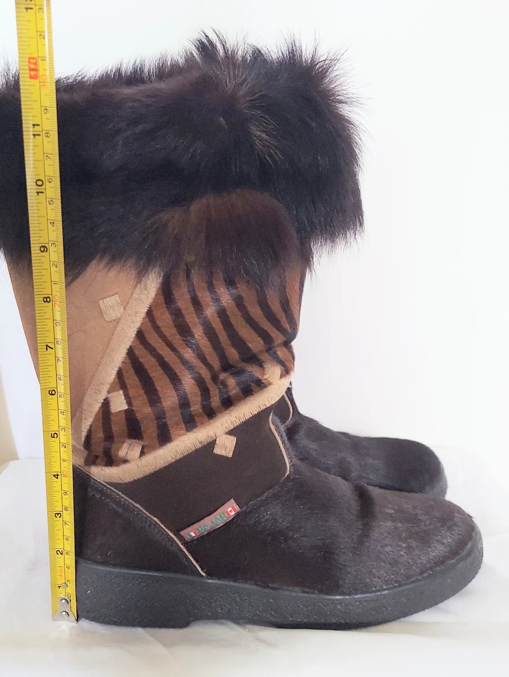 Pajar Apres Ski Goat Hair Animal Print Boots US 7.5 EU 38 Made in Italy